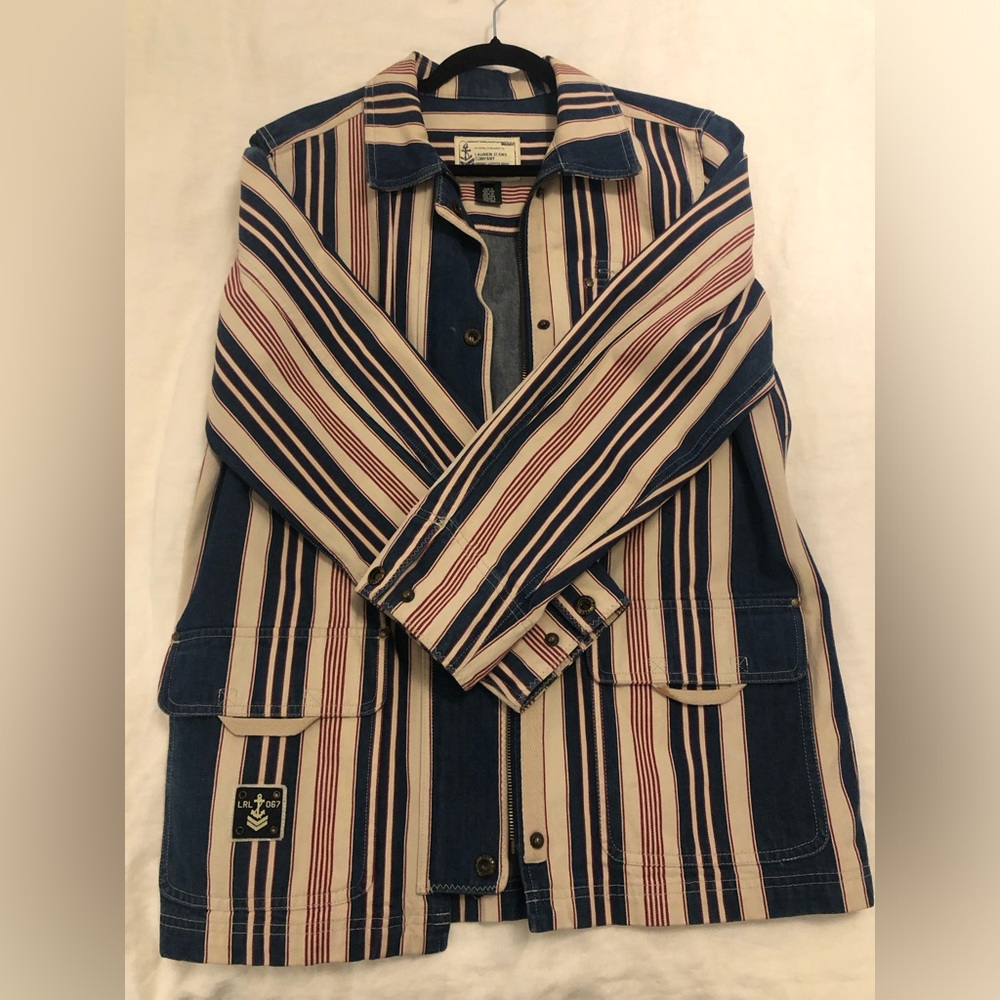 Lauren Jeans Co. striped red, white and blue vintage Jean jacket - size M